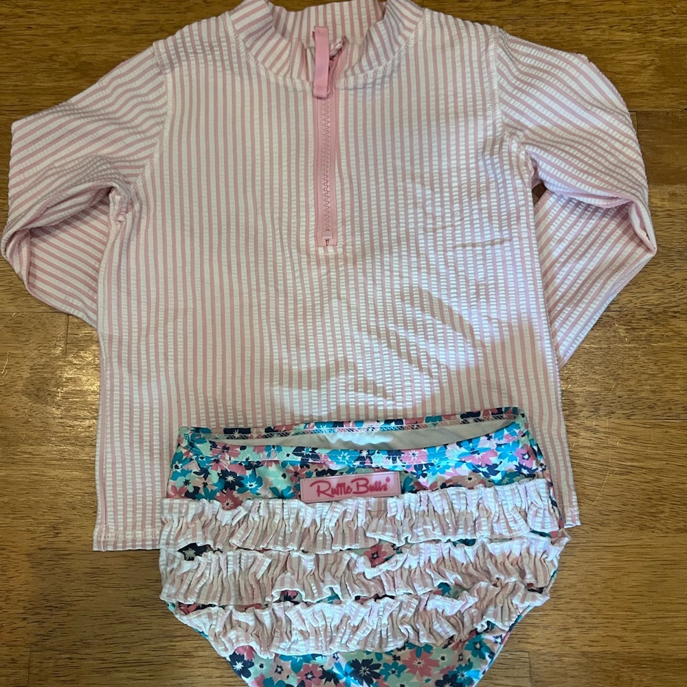 Ruffle Butts Pink and White Striped Top